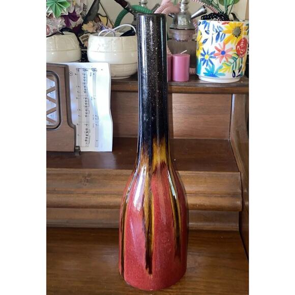 Ceramic Pottery Vase 14" High Rust W/ Brown Tones - Picture 2 of 13